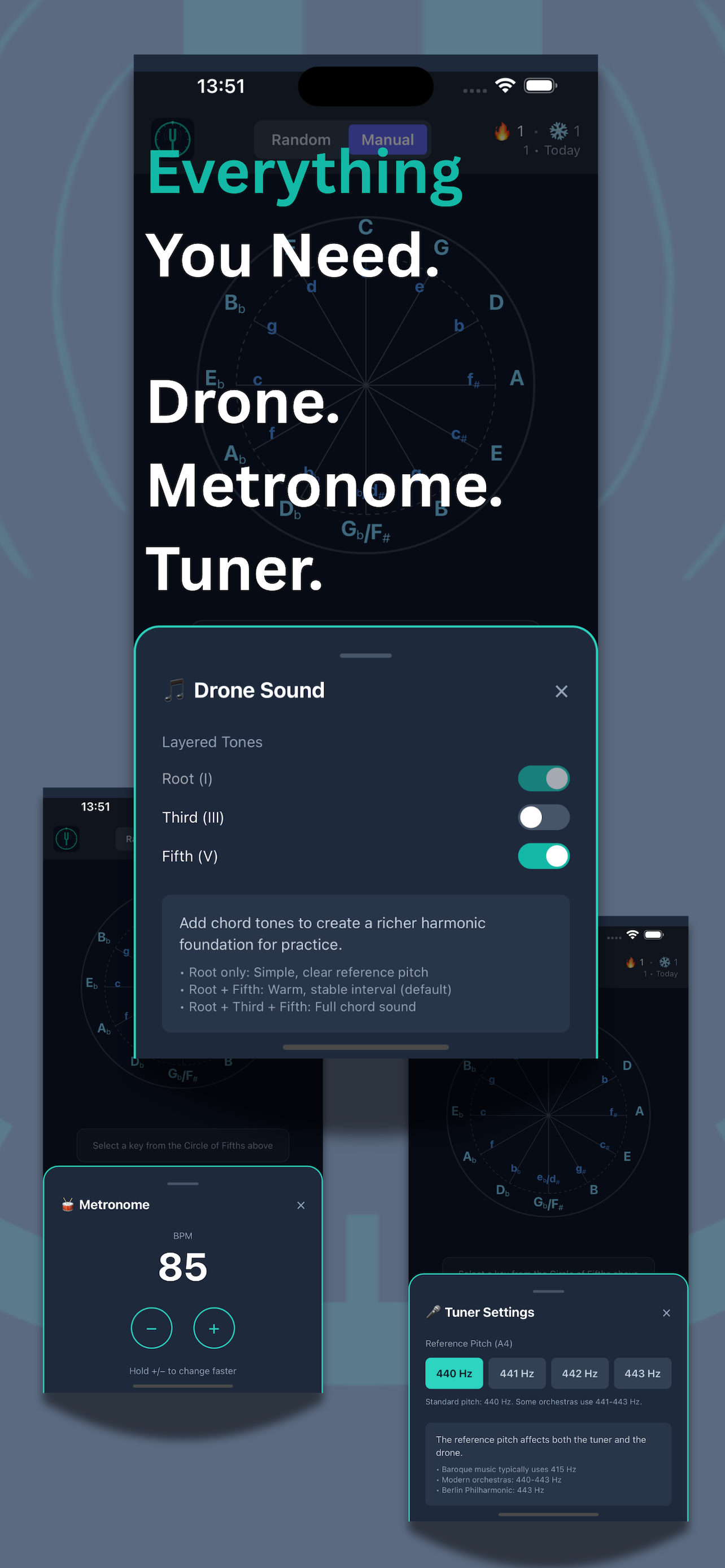 Everything You Need — Drone, Metronome, Tuner tools